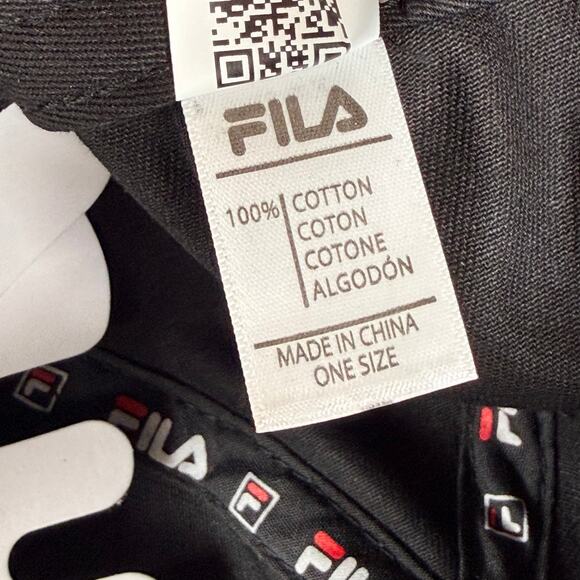 FILA Hat Black with Logo One Size Cotton Baseball Cap Adjustable Buckle - Picture 8 of 11